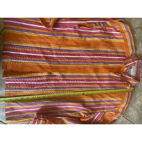 Sandra Roth Ciaosport 8 Vintage Silk Blend Striped Blouse Shoulder Pads - Picture 3 of 5